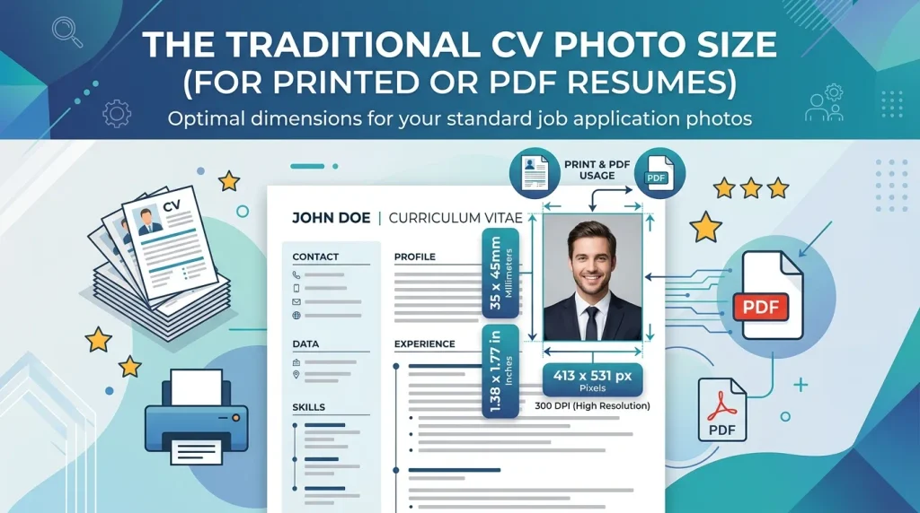 The Traditional CV Photo Size (For Printed or PDF Resumes)